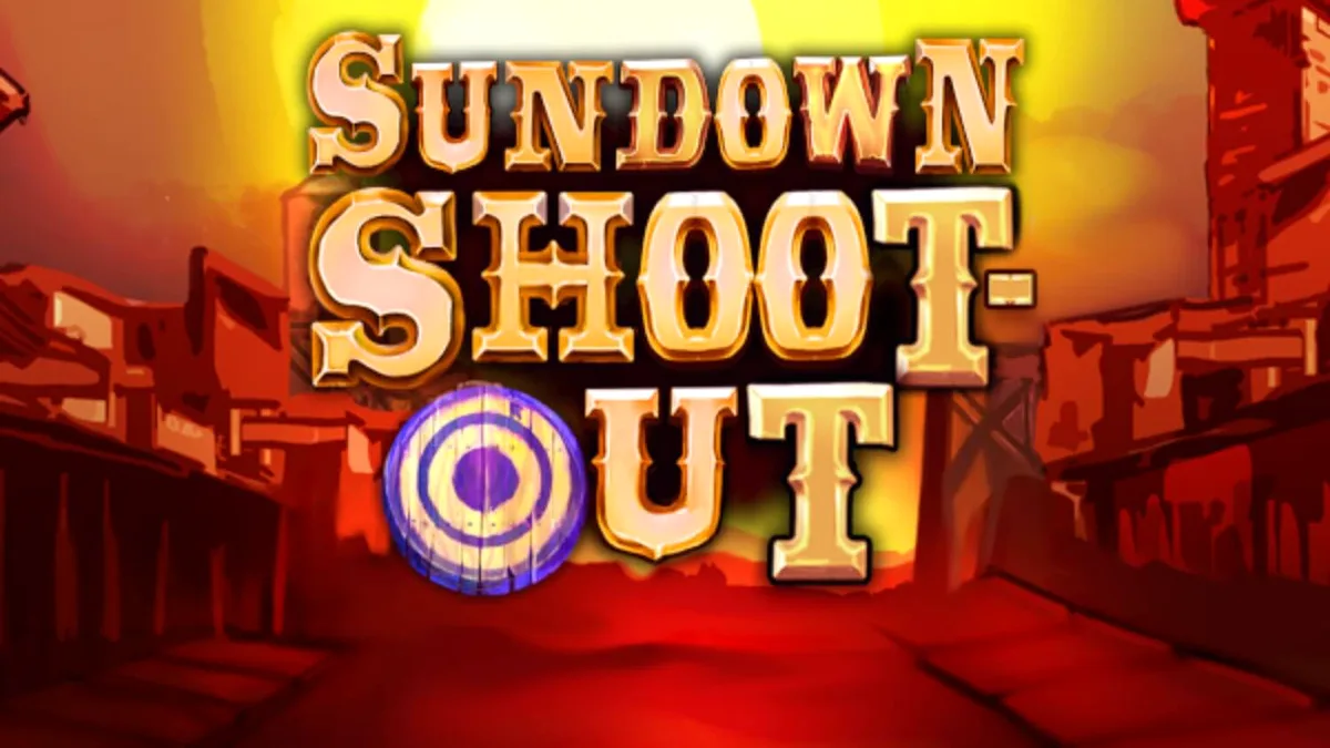 Tampilan visual slot Sundown Shootout dengan tema koboi dan padang pasir